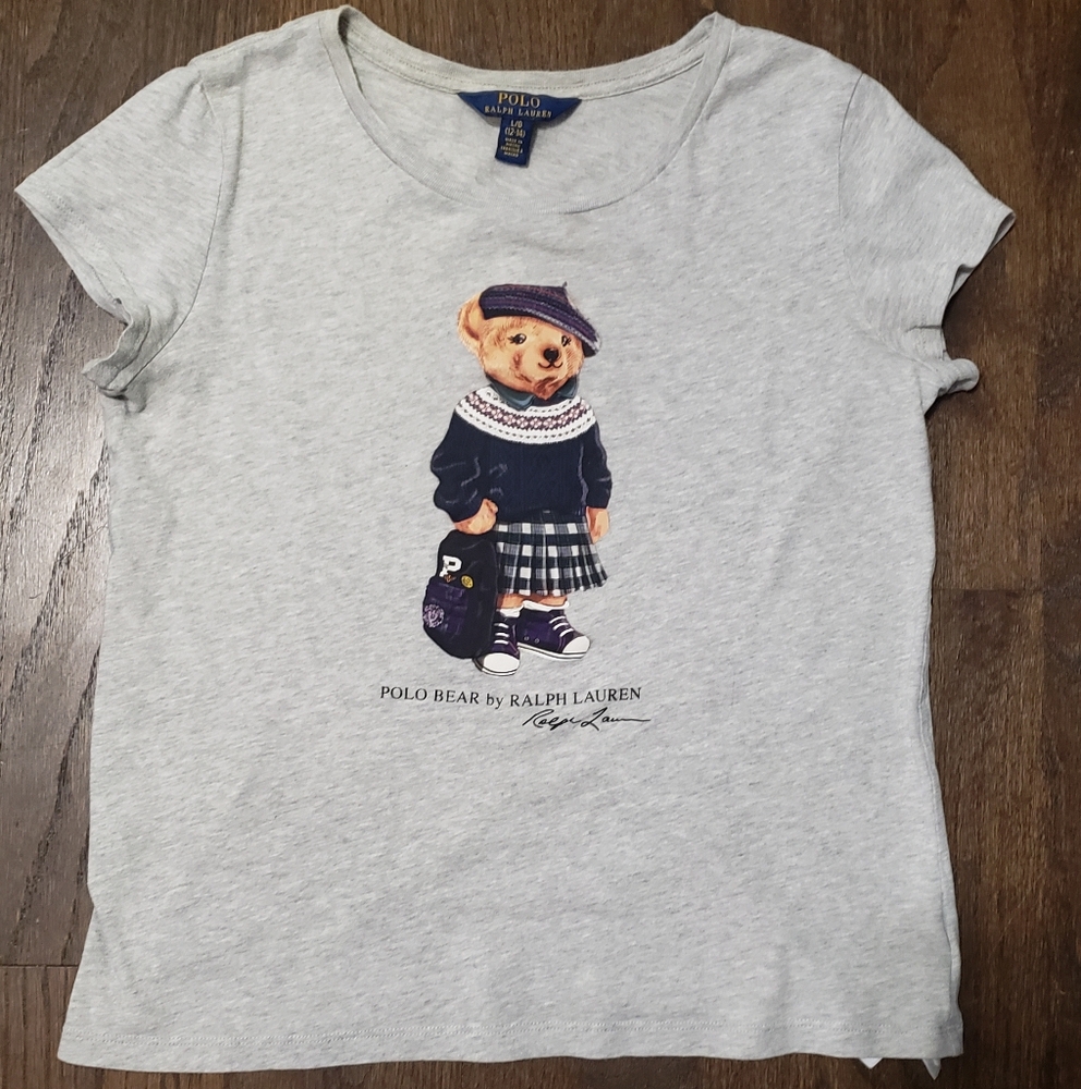 Polo Ralph Lauren Polo Bear Graphic T-Shirt Girls Size 12-14 School Girl Uniform